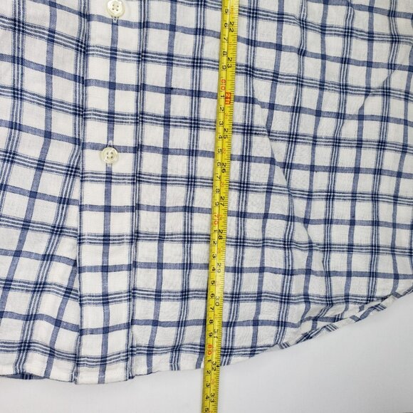 Brooks Brothers XL Regent Shirt Linen Short Sleeve Preppy Casual Plaid Shirt Men - Picture 7 of 8